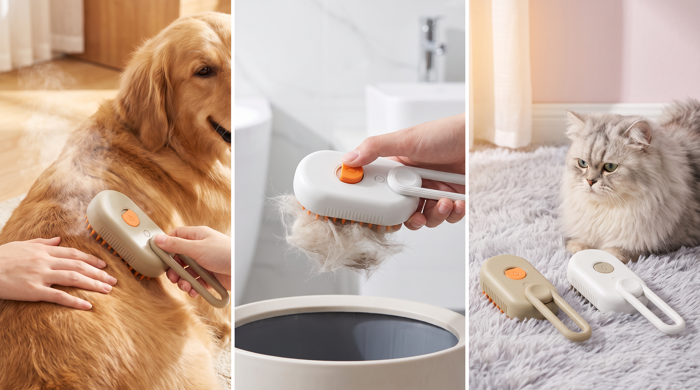 3-in-1 Electric Steam Grooming Brush – Brush, Detangle & Massage