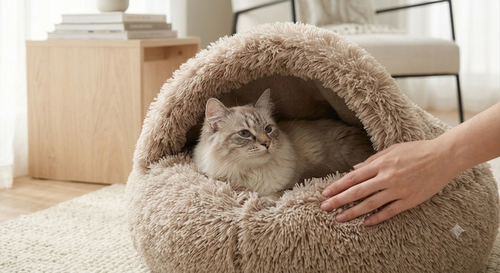 2-in-1 Plush Pet Bed for Dogs & Cats – Warm & Ultra-Soft