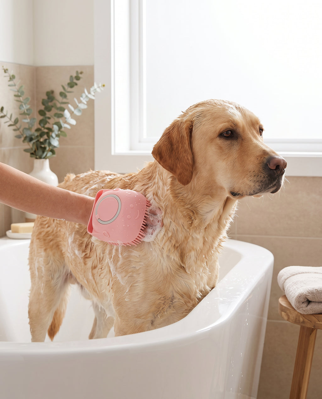 Silicone Pet Bath Glove – Massage Brush with Shampoo Dispenser
