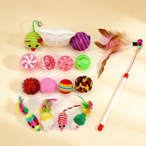 Noviqo 16-Piece Cat Toy Set - premium